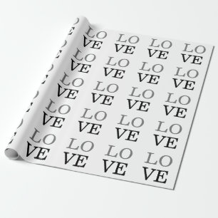 Grau Schwarzes Skript Liebe Hochzeit  Geschenkpapier