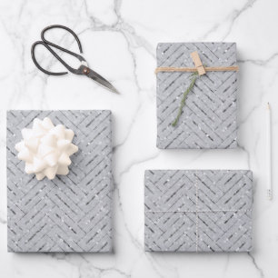 Grau-Silber-Muster Geschenkpapier Set
