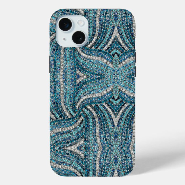 grau-silber türkis aquamarin-blau-bohemian Case-Mate iPhone hülle (Rückseite)