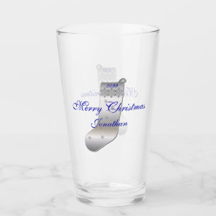 Grau silberner Weihnachtsstrumpf Pint Tumbler Glas