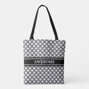 Grau-silbernes Diamantmuster mit schwarzem Gurt Tasche