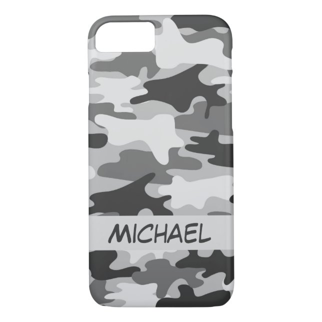 Grau Silver Camouflage Camouflage Personalisierter Case-Mate iPhone Hülle (Rückseite)