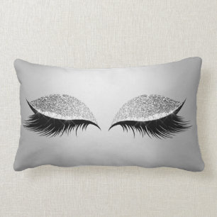 Grau Silver Glitzer Black Eyes Glam Makeup Lashes Lendenkissen