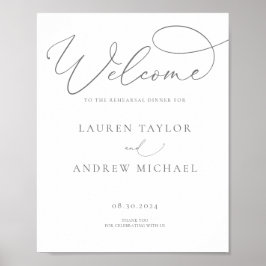 Grau Silver Minimalistische Probe Abendessen Zeich Poster