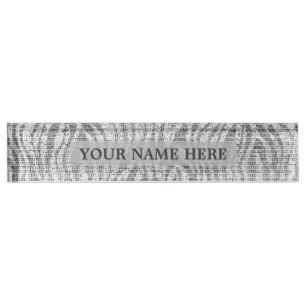 Grau Silver White Zebra Print Glam Personalisiert Namensplakette