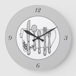 Grau Silverware White Napkin Simple Numbers Uhr