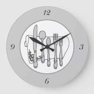 Grau Silverware White Napkin Simple Numbers Uhr