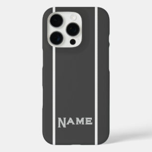 Grau+ Streifen personalisieren iPhone 16 Pro Hülle