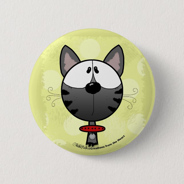 Grau Striped Kitty Button (Vorderseite)