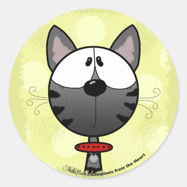 Grau Striped Kitty Runder Aufkleber (Vorderseite)