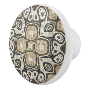 Grau Taupe Ocker Braun Beige Ethnische Stammeskuns Keramikknauf