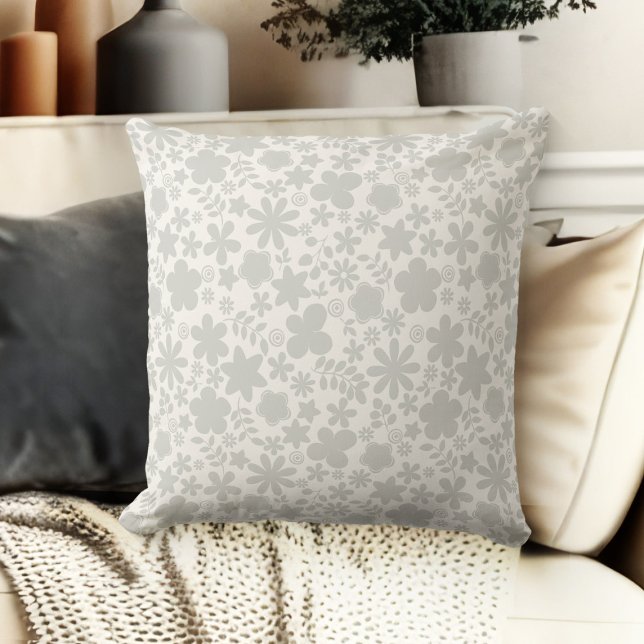 Grau und Beige Creme farbige Blumencouch Kissen (throw pillow for living room floral couch throw pillow grey and beige)