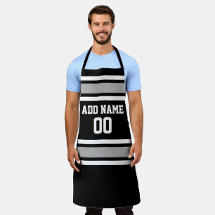 Grau und Black Sports Jersey Individuelle Name Num Schürze