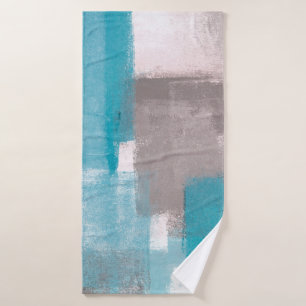 Grau und Blau Abstrakt Art Malerei Abstract,Malere Badehandtuch