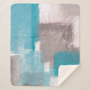 Grau und Blau Abstrakt Art Malerei Abstract,Malere Sherpadecke