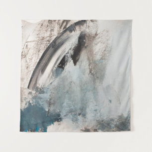 Grau und Blau Abstrakte Kunstmalerei.abstrakt,art, Wandteppich