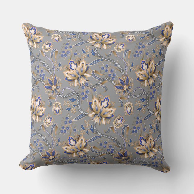 Grau und blau Moderne Eleganz Kissen (Vorderseite)
