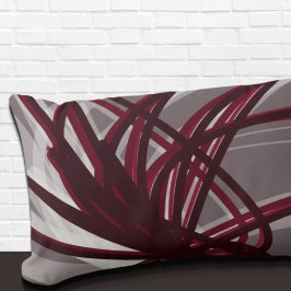 Grau und Burgund Abstrakte Ribbons Lendenkissen