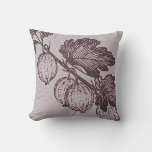 Grau und Burgund Botanisch   Stachelbeeren Kissen
