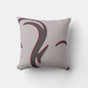 Grau und Burgund Moderne Elegante Abstrakte Swirl Kissen