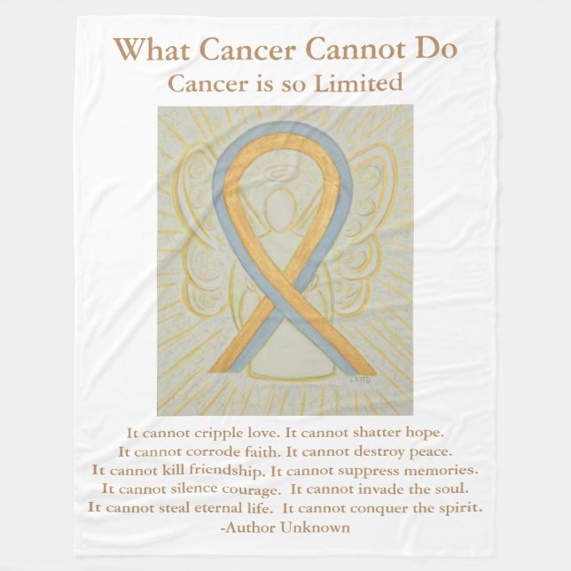 Grau und Gold Awareness Ribbon Angel Blanket Fleecedecke (Vorderseite)
