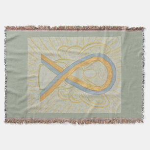 Grau und Gold Awareness Ribbon Angel Throw Blanket Decke