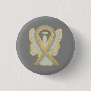 Grau und Gold Awareness Ribbon Custom Angel Button