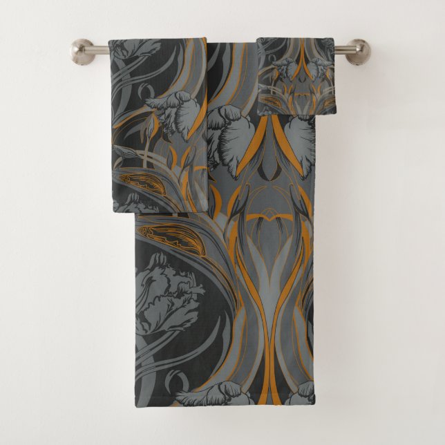 Grau und Gold Jugendstil Badetuch Set (Insitu)