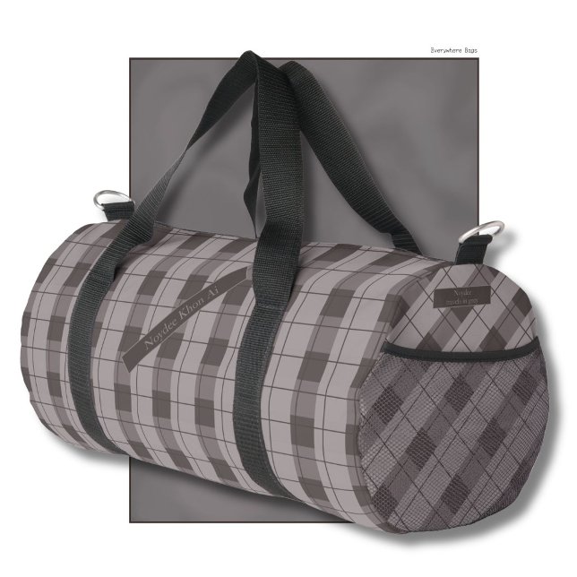 Grau und Grau Kariert, Ihr Name Duffle Bag (Von Creator hochgeladen)