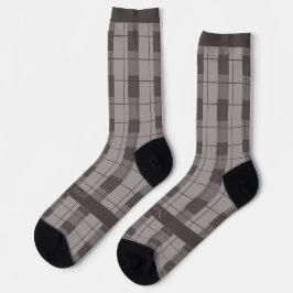 Grau und Grau Kariert, Text am Fuß Socken