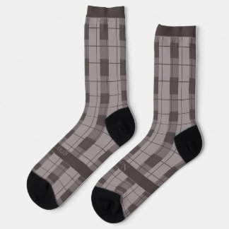 Grau und Grau Kariert, Text am Fuß Socken