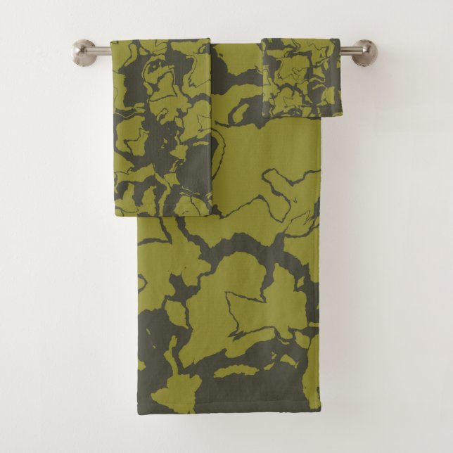 Grau und Grün abstrakt Badhandtuch Set (Insitu)