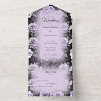 Grau- und Lavendel-Rose All In One Einladung