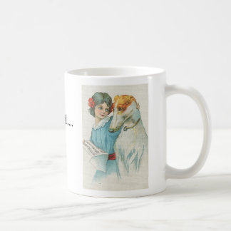 Grau und Mädchen mit Musik, adoptierte ich einen Kaffeetasse