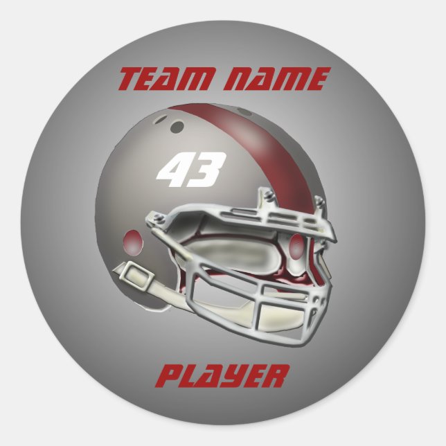 Grau und Maroon Football Helmet Runder Aufkleber (Vorderseite)
