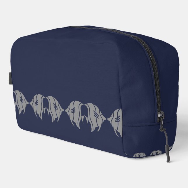 Grau- und Navy-Blau-Fisch-Design Waschbeutel (Rechte Ecke)