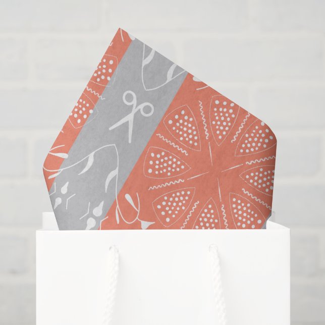 Grau- und Pfirsichquiltierung und Nähen Seidenpapier (Geschenk Tasche)