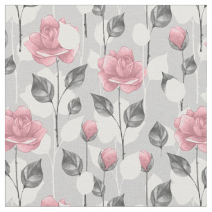 Grau und Rosa. Blumenmuster Stoff