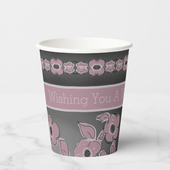 Grau und rosa pappbecher (Vorderseite)