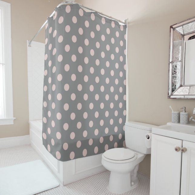 Grau und Rosa Polka Dots Dot Modern Duschvorhang (Beispiel)