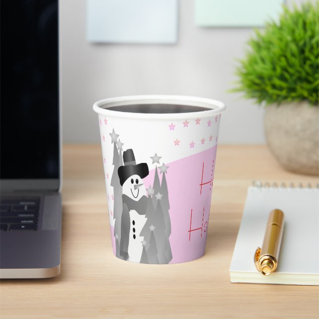 Grau und Rosa Snowman Pappbecher (InSitu)