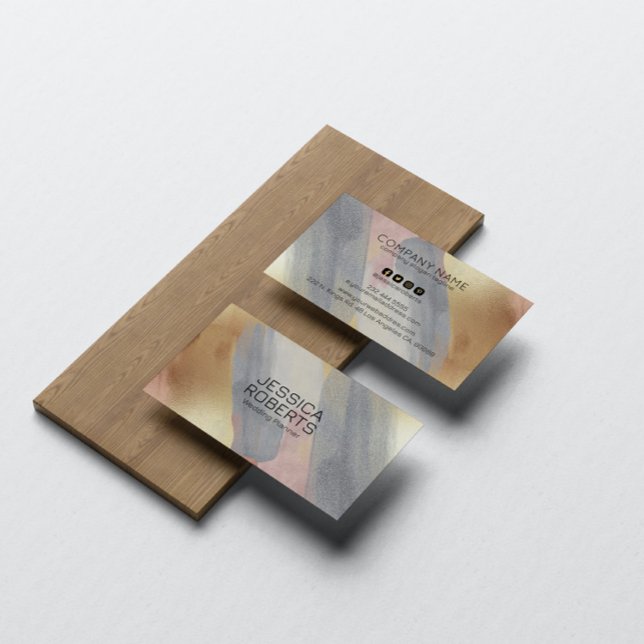 Grau und Rose-Gold Pinselstriche Visitenkarte (Von Creator hochgeladen)
