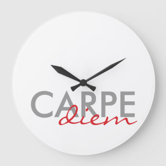 Grau und Rot, lateinische Zitate Carpe Diem Große Wanduhr
