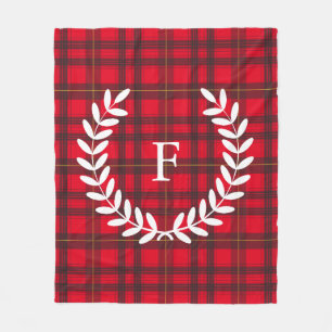 Grau und Rot Tartan White Laurel PERSONALISIERT Fleecedecke