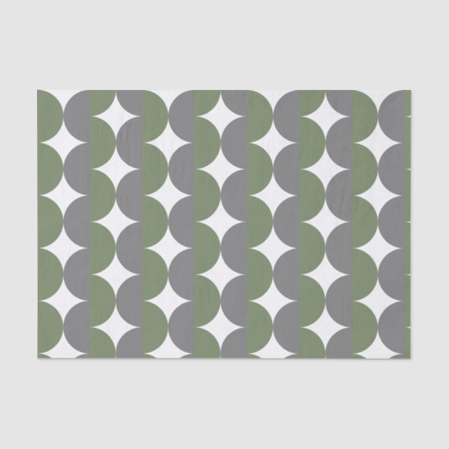 Grau und Sage Green Mitte Jahrhundert Moderne Wavy Seidenpapier (Vorderseite)