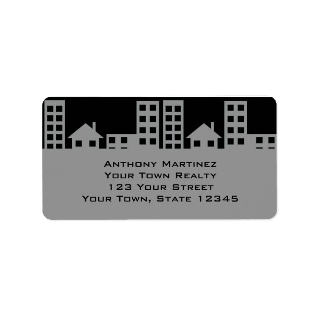 Grau und Schwarz Adressaufkleber (Vorne)
