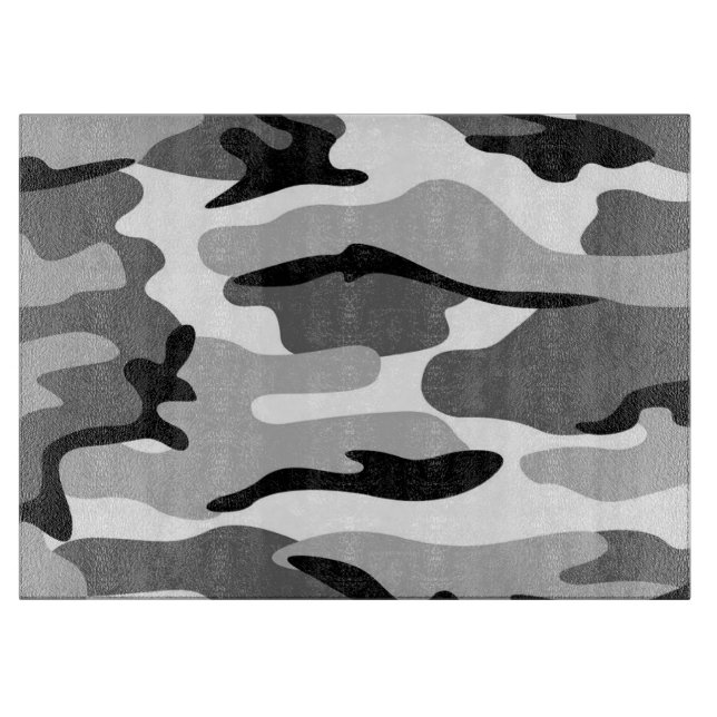 Grau und Schwarz Camouflage Cutting Board Schneidebrett (Vorderseite)