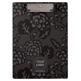 Grau und Schwarz Vibranu und feines Blumenmuster Klemmbrett