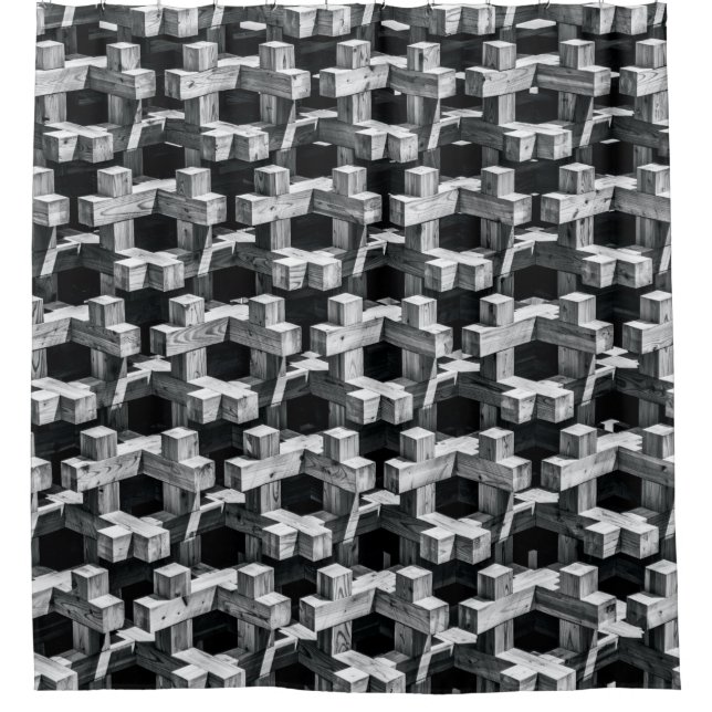 Grau- und Schwarzkreuz Duschvorhang (Vorderseite)