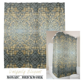 Grau und Senf Brick Mosaic Duschvorhang